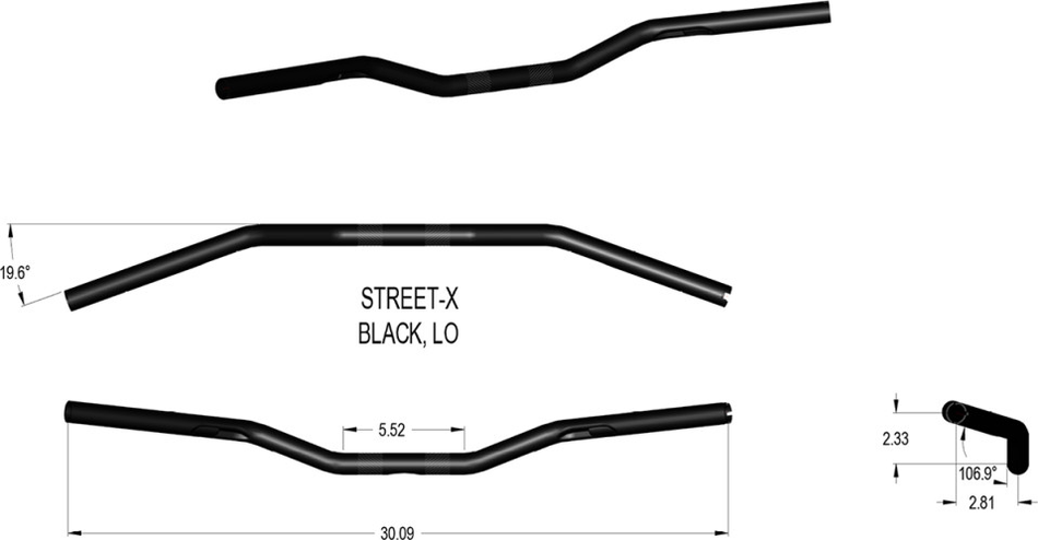 Khrome Werks Black Street-X 1" Handlebar Low Bend 300905