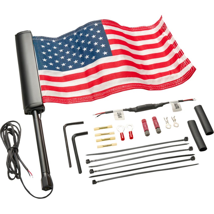 Ciro LED Lighted Flagpole W/ American Flag Chrome LED Flagpole 4 Harley