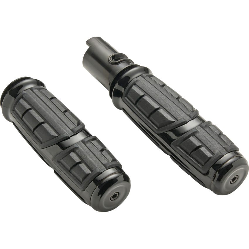 Ciro Chicane Chrome and Black Grips for Harley Cable & Throttle By Wire