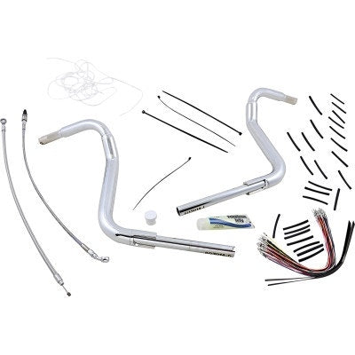 FBI Fat Baggers 1-1/2 Chrome 16" EZ Install Rounded Top Handlebar Cable PKG FLH 14-20