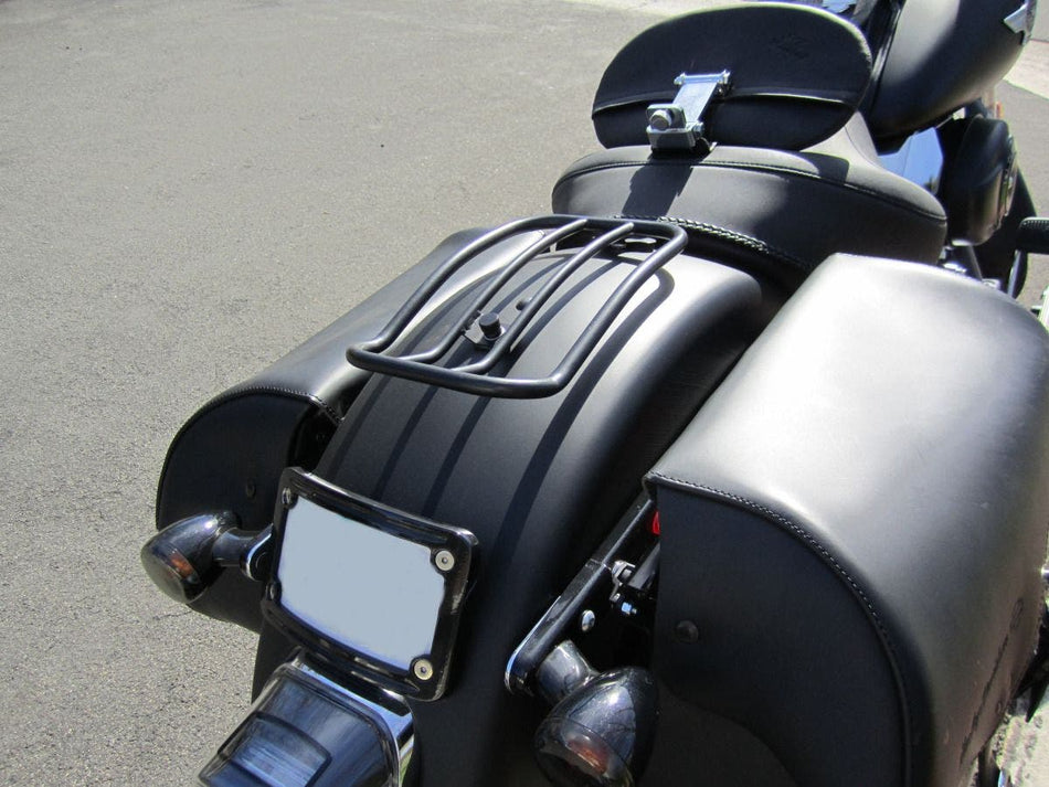 Motherwell 7" Solo Matte Black Luggage Rack 4 Harley 07-17 Softail Models