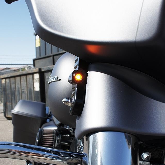 Joker Machine 05-211-1 Black Streamliner Front Flush Turn Signals HD FL 96-Up