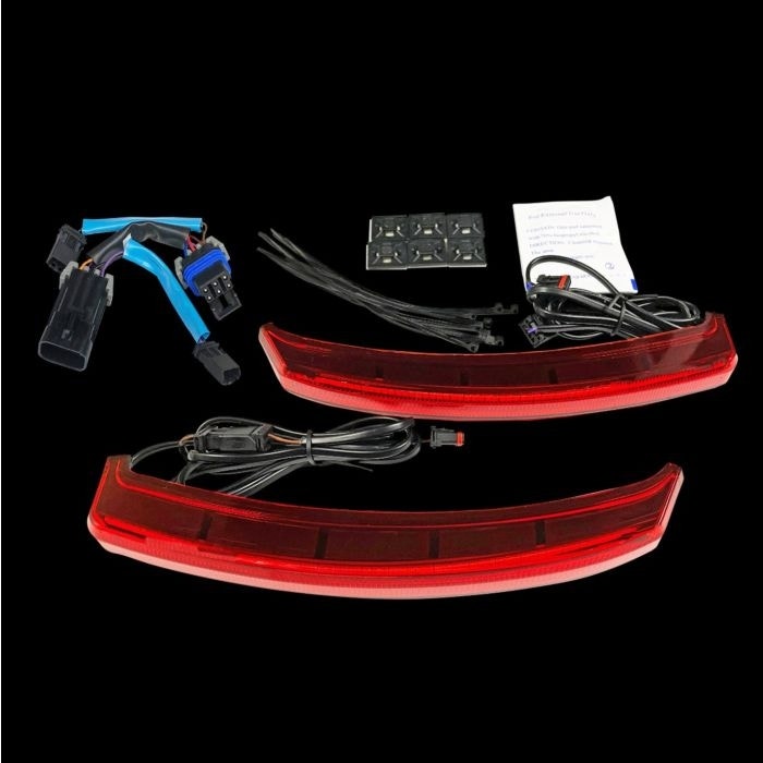 Custom Dynamics Red Low Profile Bagz Saddle Bag Lights Indian