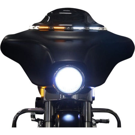 Custom Dynamics Black Amber White LED Dynamics Windshield Trim Harley FLH 96-05  | WT-05-B