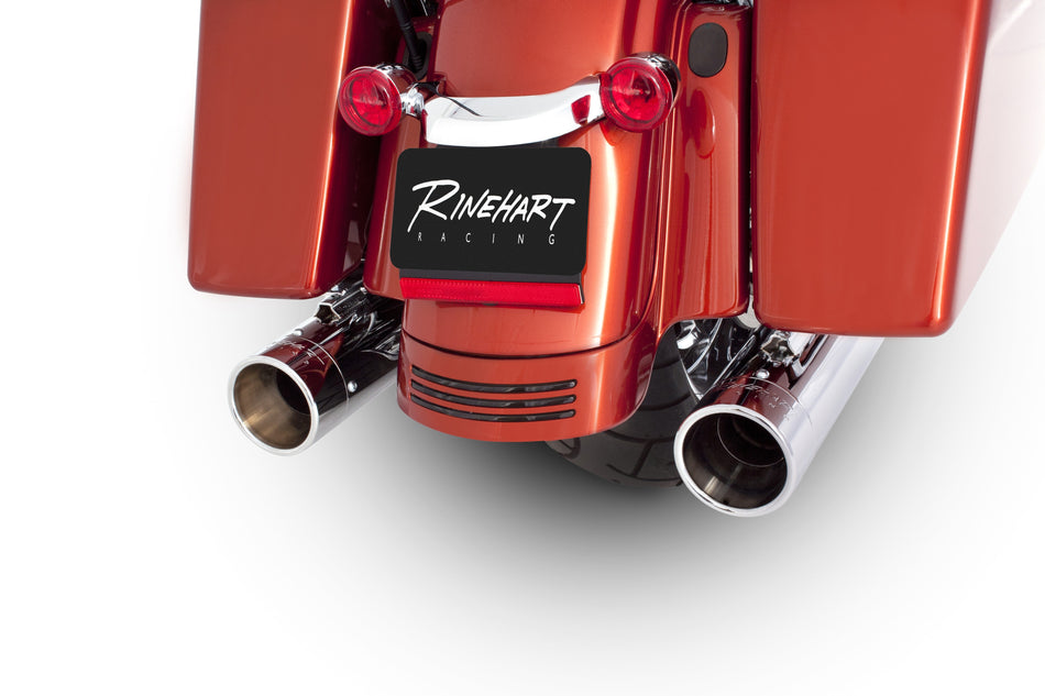 Rinehart 4" DBX40 Slip-On Mufflers Chrome & Chrome Tip Harley FLH/T Touring 95-16