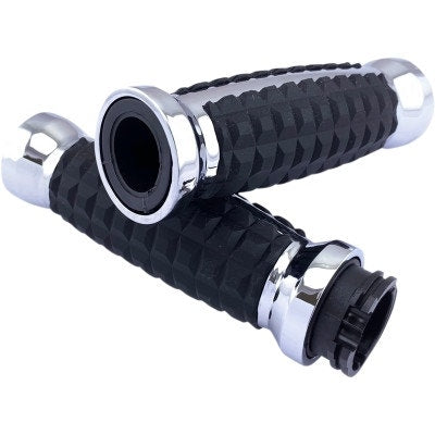 Drag Chrome Grenade Aluminum Soft Rubber 1" Hand Grips Harley 82-20 Cable Throttle