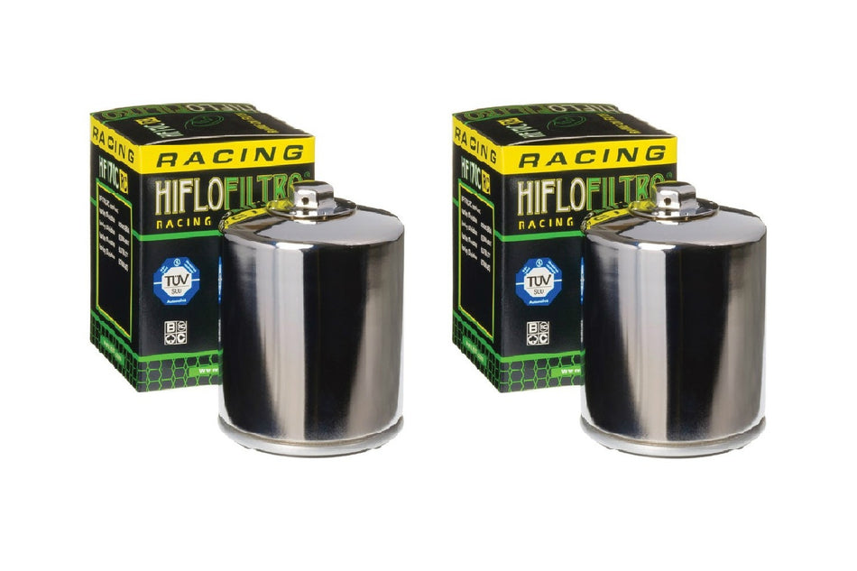 HiFloFiltro HF170CRC Set of 4 Chrome High Performance Oil Filter Harley Big Twin