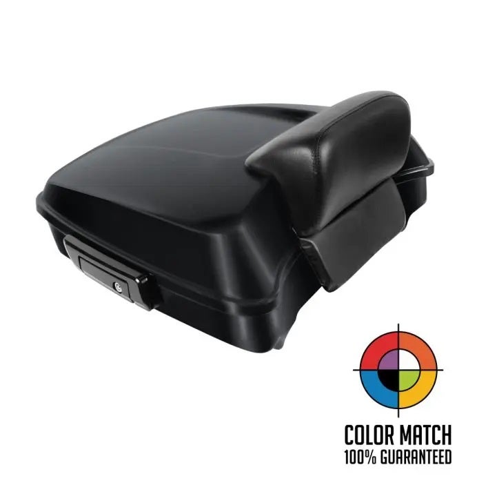 Hogworkz Chopped Tour Pack w/ Slim Backrest Black Hardware for Harley FLH '97-'24