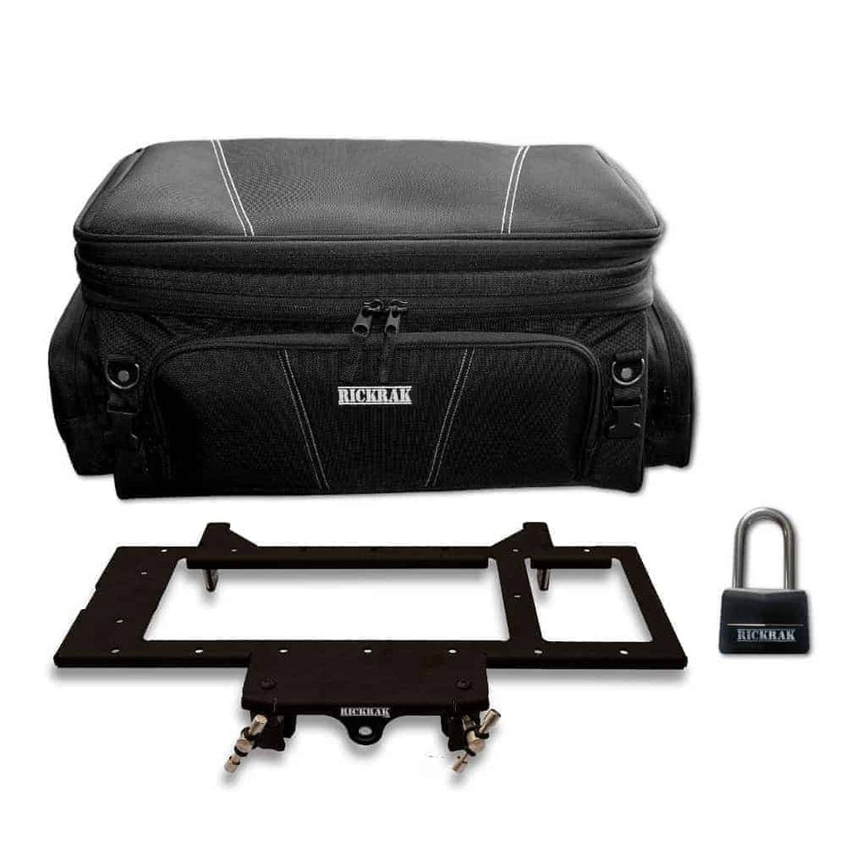 Rickrak Black Quick Attach Rack & Bag Combo Kit Indian Touring models 19-Earlier