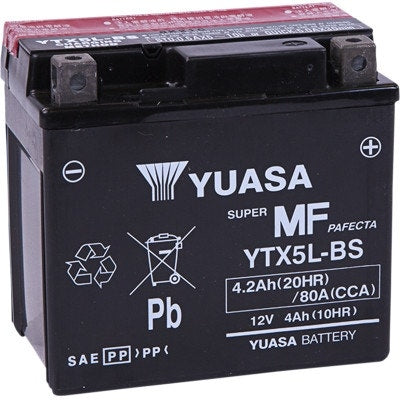Yuasa YTX5L-BS High Performance AGM Maintenance-Free Battery ATV Motorcycle