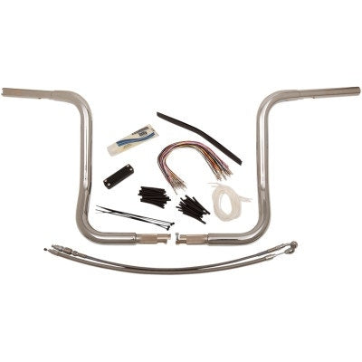FBI Fat Baggers Chrome 14" EZ Install Rounded Handlebar Package Harley FLH 08-13