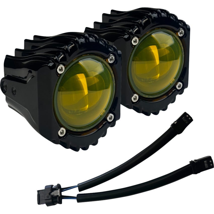 Custom Dynamics Shark Demon High Performance LED Fog Lights - Selective Yellow - Harley-Davidson
