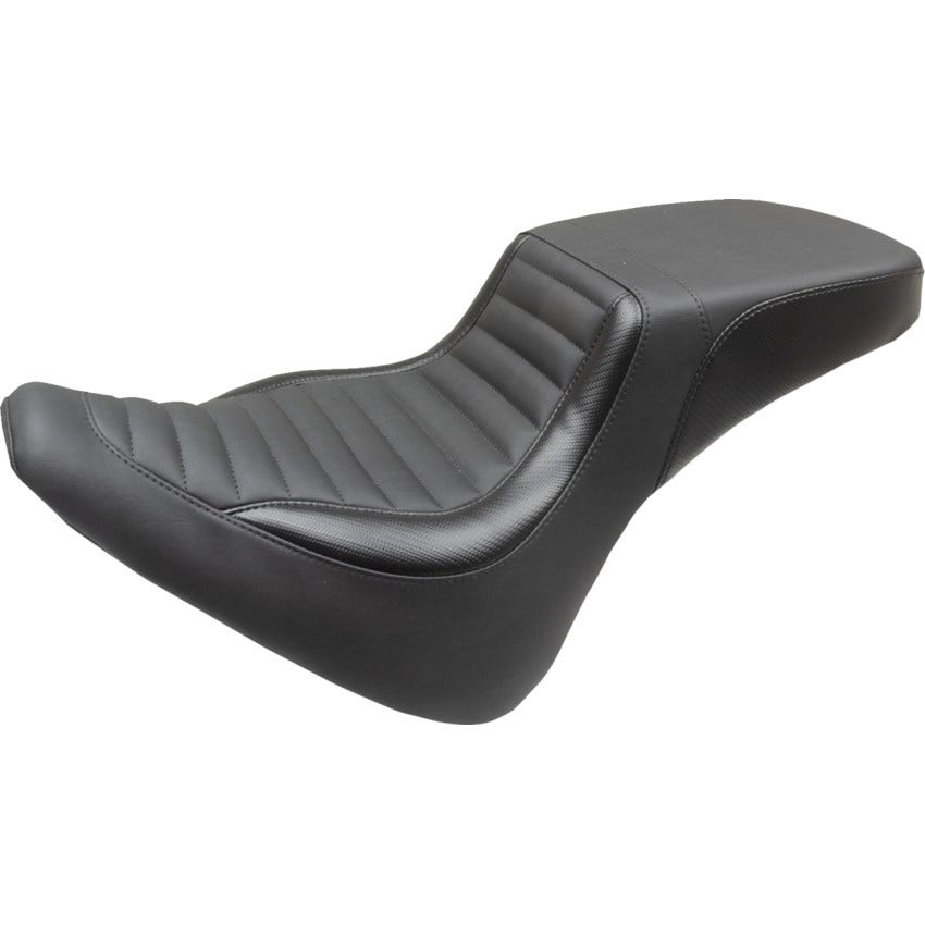 Mustang Black Tuck-N-Roll Squareback Seat 4 Harley