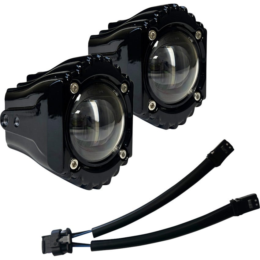 Custom Dynamics SD-FOG-1W Shark Demon High Performance LED Fog Lights - White/Clear - Harley-Davidson