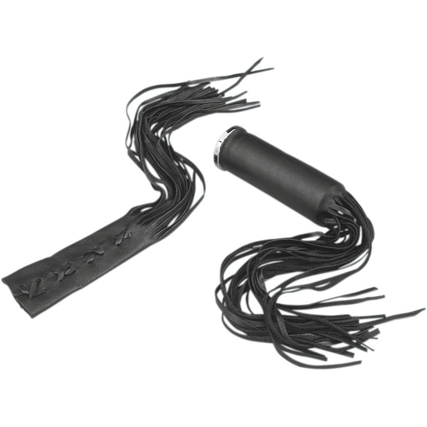 Drag Specialties Black Leather Fringed Grip Covers for Harley 1" Handlebar Grips
