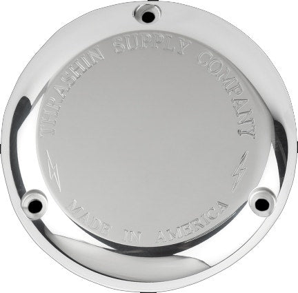 Thrashin Supply Polished Silver Classic Billet Derby Cover 3-Hole Evo TSC-3000-2