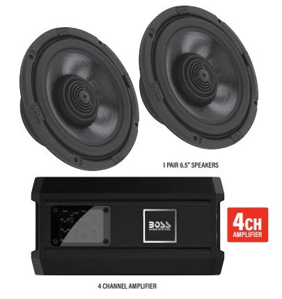 Boss Audio BHD3F Complete Audio Stage Kits Speakers + Amp Harley FLH/T 98-20