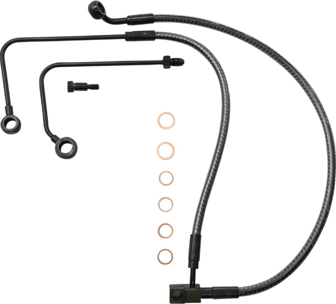 Magnum KARBONFIBR Lower Brake Line AN-3 ABS Single Disc Harley Softail 11-17