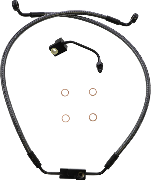 Magnum KARBONFIBR Lower Brake Line AN-3 ABS Single Disc Harley Dyna 12-17