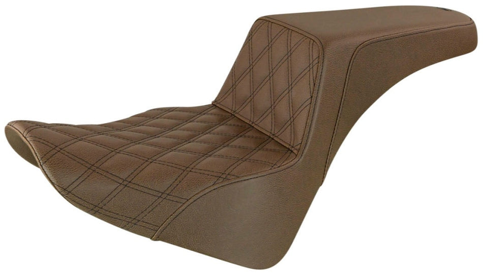 Saddlemen Brown Step Up 2-Up Seat Front Lattice Stitched Harley Softail M8 18-23