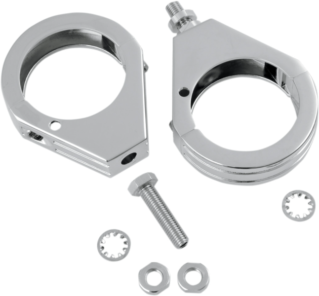 Drag Chrome 49mm Grooved Fork Turn Signal Clamp Mounts Harley & Metric Custom