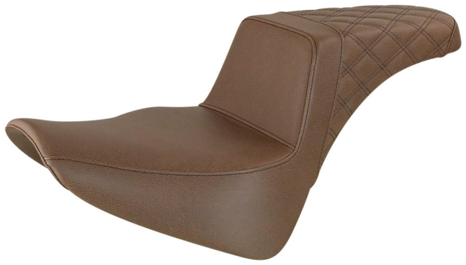 Saddlemen Brown Step Up 2-Up Seat Rear Lattice Stitched Harley Softail M8 18-23