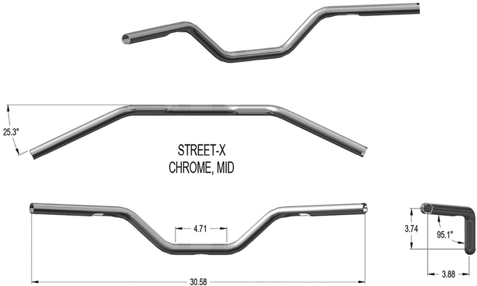Khrome Werks Chrome Street-X 1" Handlebar Low Bend 300902