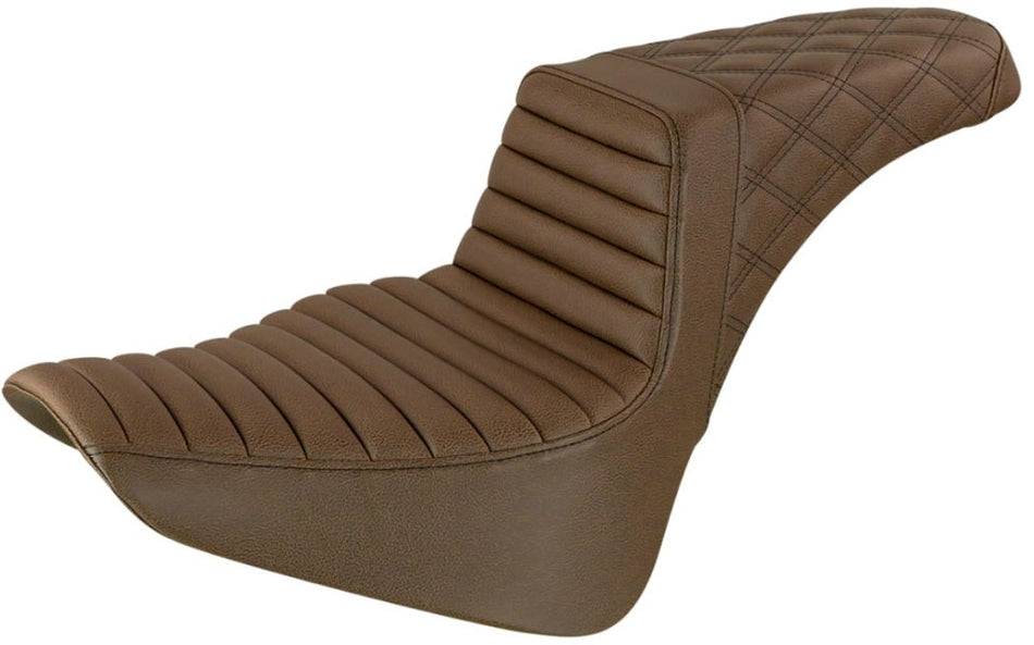 Saddlemen Brown Step Up 2-Up Seat Tuck n Roll & Lattice Stitched Softail 18-23