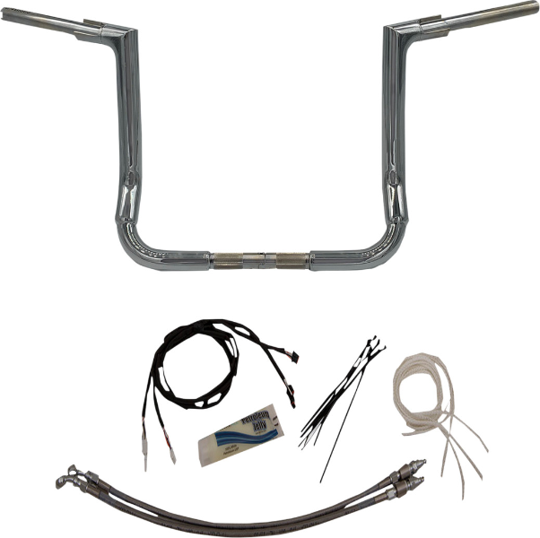FBI Fat Baggers Chrome 1-1/2" EZ Install Flat Top 14" Handlebar Harley FLH 14-Up