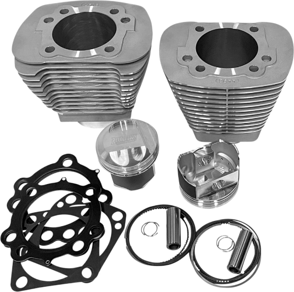 Revolution Performance 85" Silver Bolt-On Big Bore Kit Domed Harley Evolution 84-99