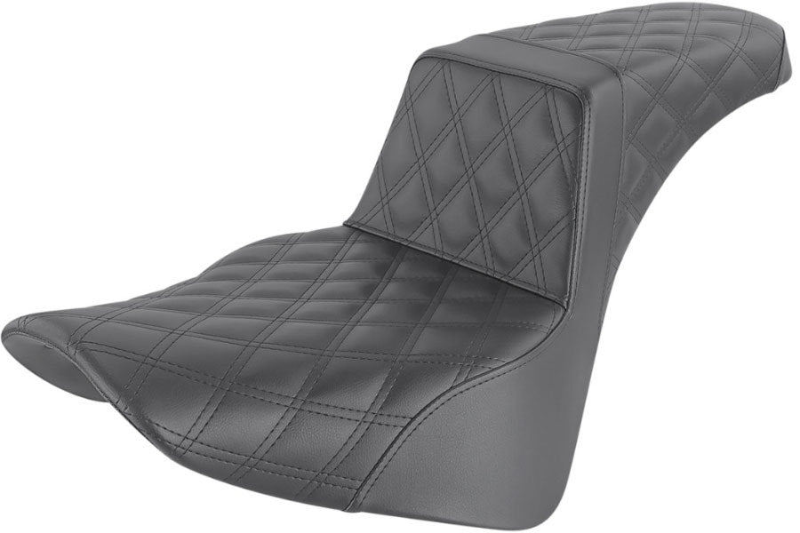 Saddlemen Black Step Up 2-Up Seat Full Lattice Stitched Harley Softail M8 18-23