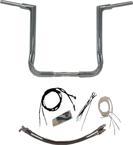 FBI Fat Baggers Chrome 1-1/2" EZ Install Flat Top 16" Handlebar Harley FLH 14-Up