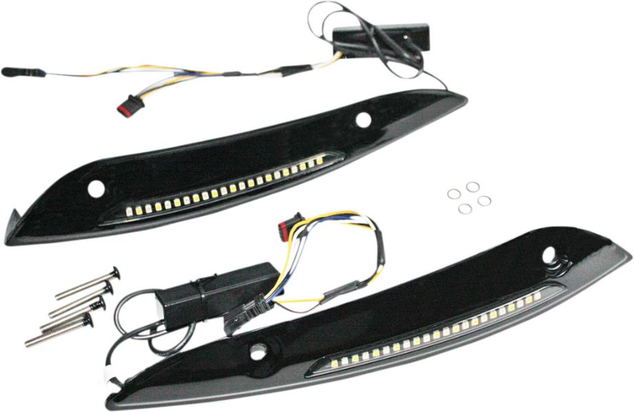 Custom Dynamics Black Windshield LED Trim Turn Signals Harley Road Glide 15-23