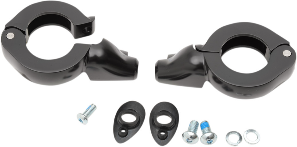 Drag Black 39mm Fork Turn Signal Clamp Mounts Harley & Metric Custom