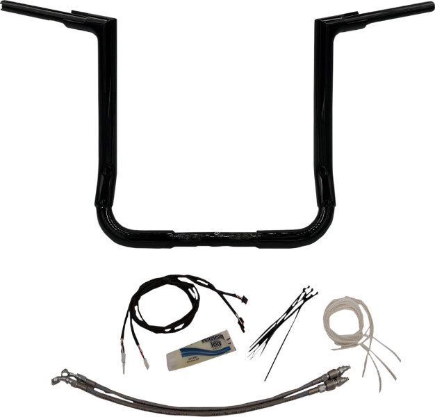 FBI Fat Baggers Black 1-1/2" EZ Install Flat Top 16" Handlebar Harley FLH 14-Up