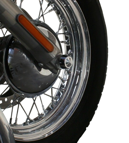 Accutronix Chrome 1" Elite Front Axle Cap Harley Touring Softail Dyna 07-Up