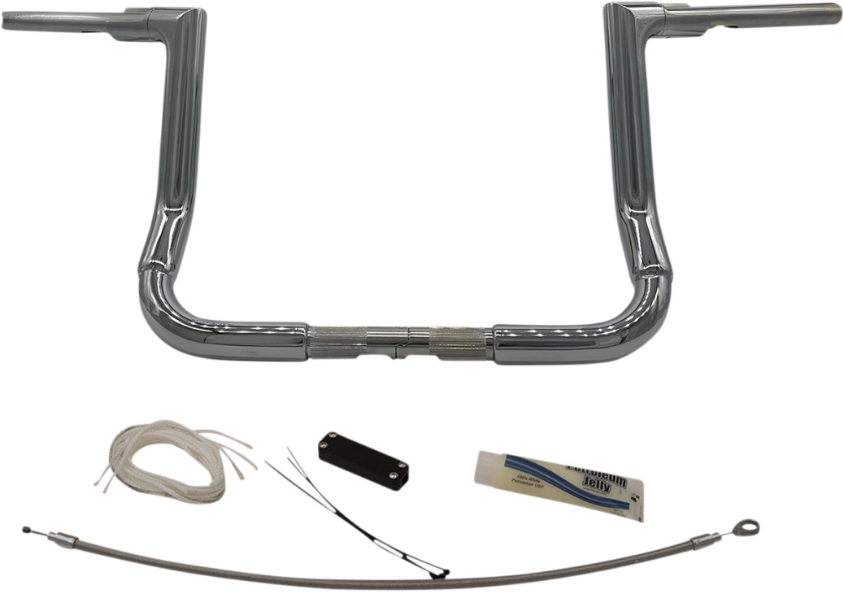 FBI Fat Baggers Chrome 1-1/2 EZ Install Flat Top Handlebar 12" Harley FLH 08-13