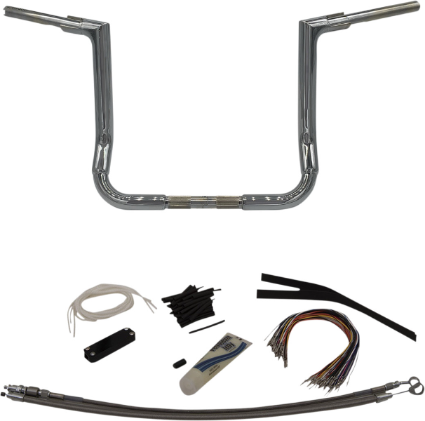 FBI Fat Baggers Chrome 1-1/2 EZ Install Flat Top Handlebar 14" Harley FLH 08-13