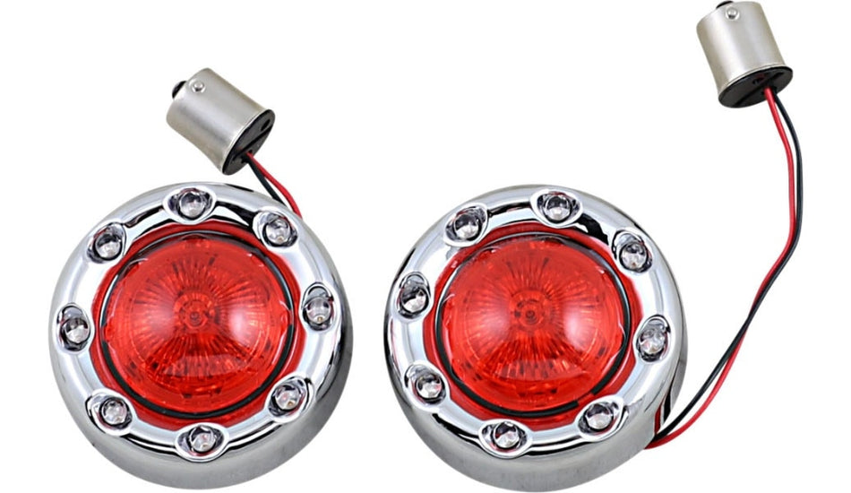 Custom Dynamics ProBEAM Bullet Ringz Rear Turn Signals 1156 Chrome Red Lens