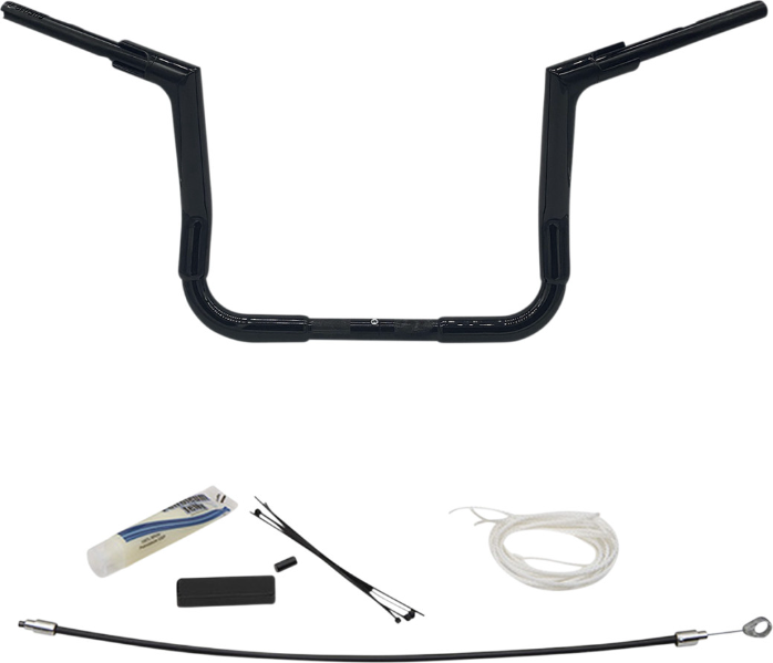 FBI Fat Baggers Black 1-1/2 EZ Install Flat Top Handlebar 12" Harley FLH 08-13