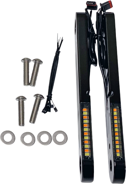 Custom Dynamics Black ProBEAM Dynamic Strips V2 Front Turn Signals Harley FLHT 14-22