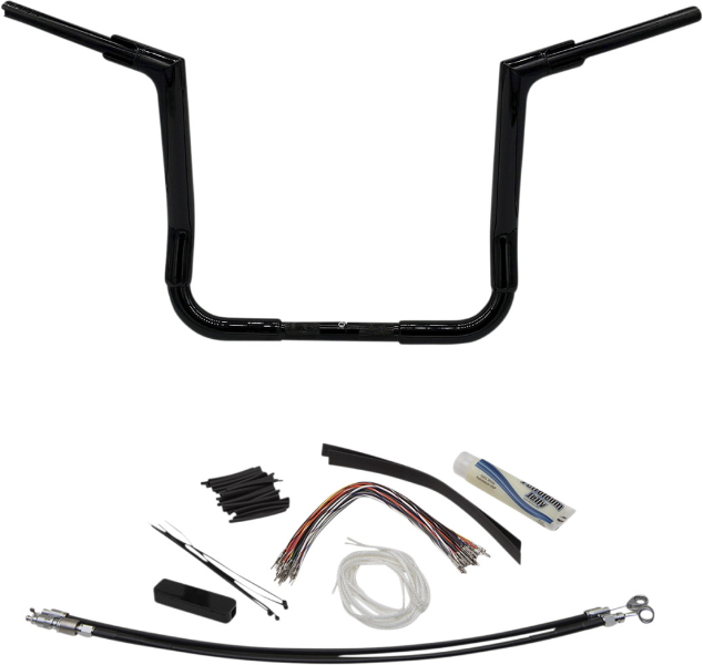 FBI Fat Baggers Black 1-1/2 EZ Install Flat Top Handlebar 14" Harley FLH 08-13