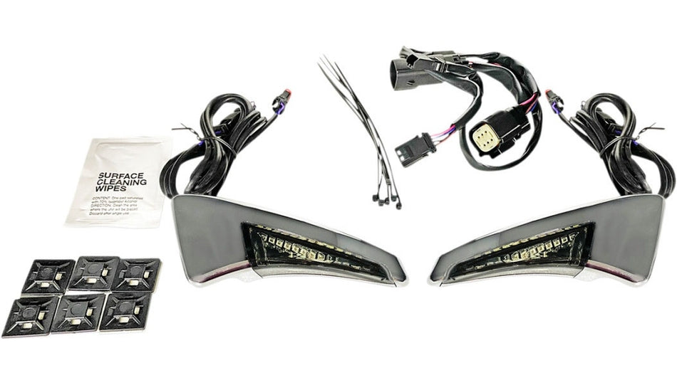 Custom Dynamics Chrome Smoke Sequential Tour Pak Back Rest LED Harley CVO 14-15