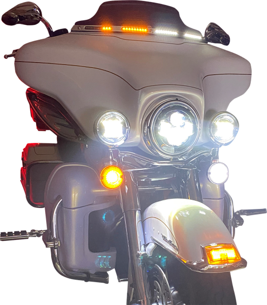 Custom Dynamics Genesis 4 Smoke Sequential LED Windshield Trim Chrome Harley 06-13