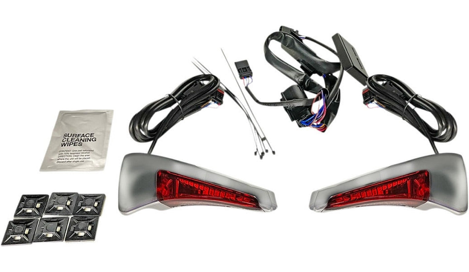 Custom Dynamics Chrome Red Sequential Tour Pak Back Rest LED Light Harley 14-20