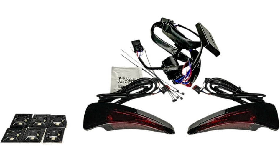 Custom Dynamics Black Red Sequential Tour Pak Back Rest LED Light Harley 14-20