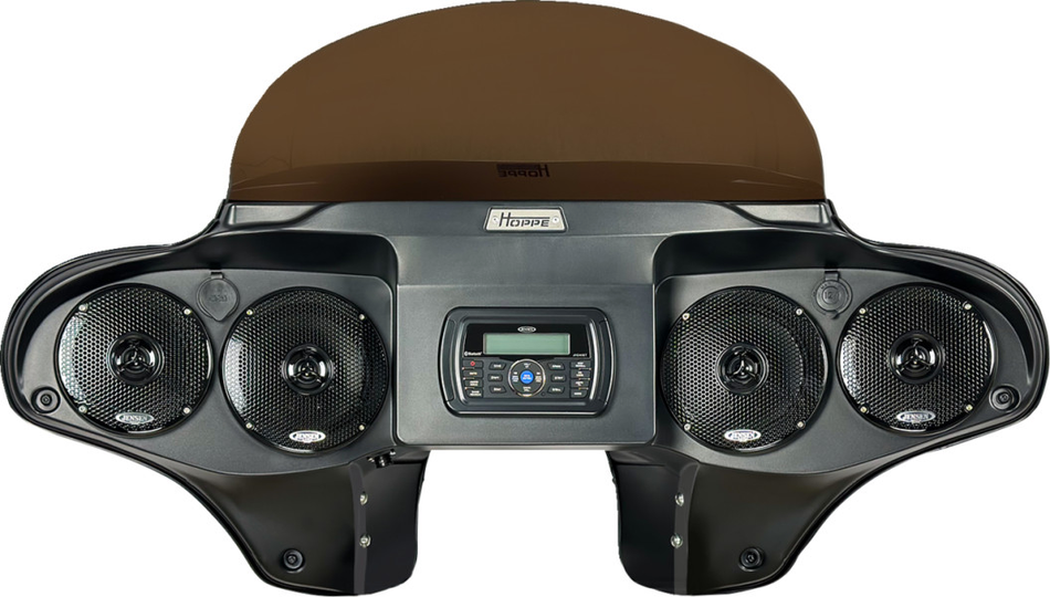 Hoppe Media Center Fairings 5566 W/Black Hand Controls, 4 Harley 15-23 FLRT