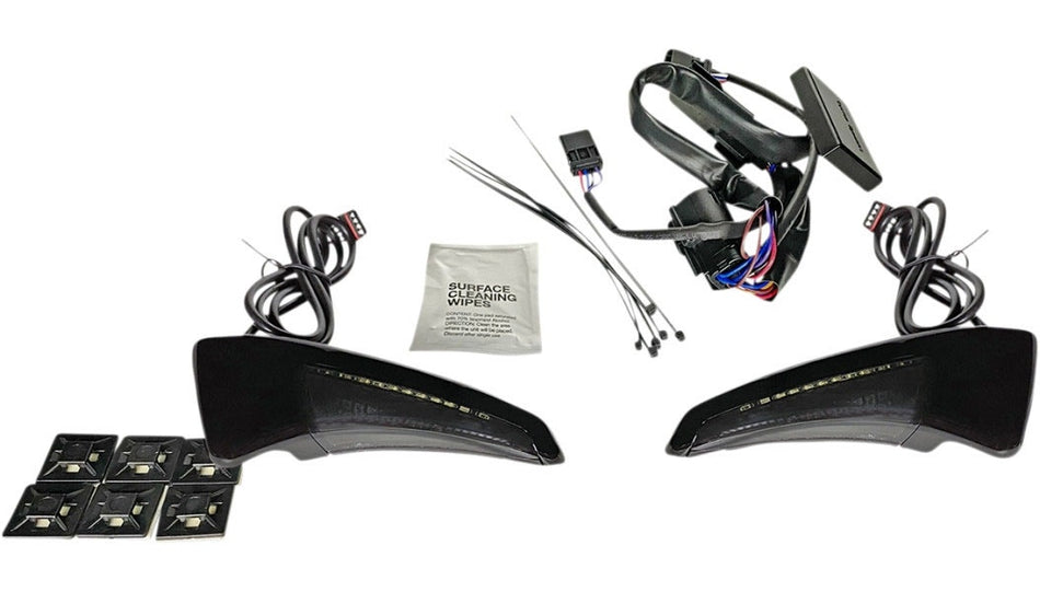 Custom Dynamics Black Smoke Sequential Tour Pak Back Rest LED Light Harley 14-20