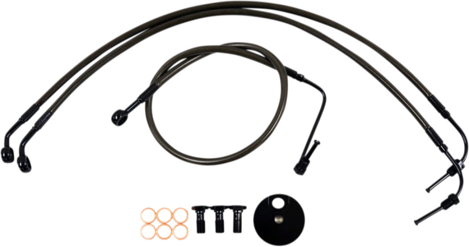 La Choppers Midnight Stainless Brake Line Kit 15-17 Apes Harley ABS Softail 18-Up