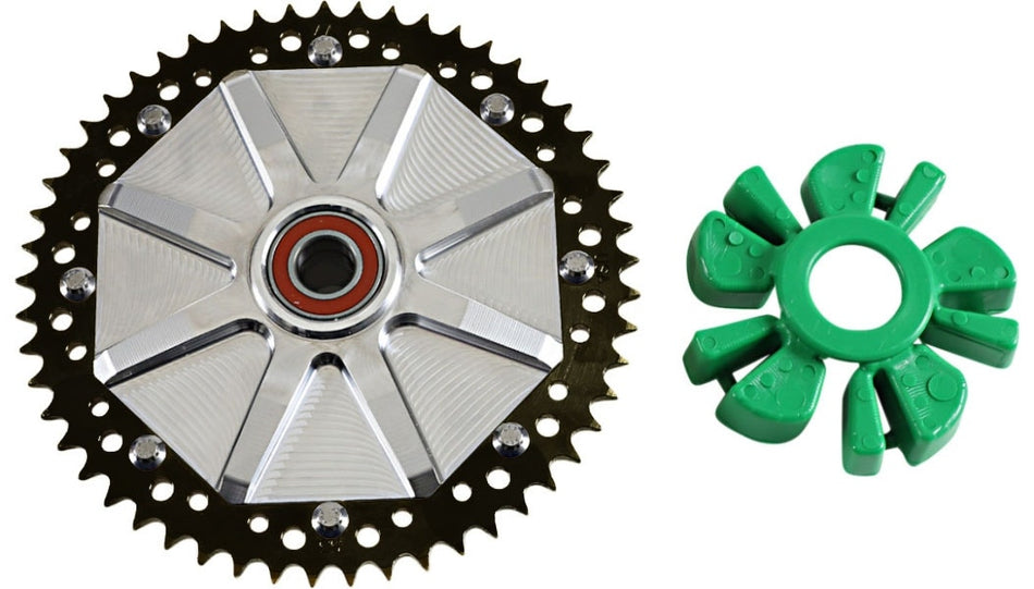 Alloy Art Black & Machine Cush Drive Carrier 53T Chain Conversion Harley FLH 09-20